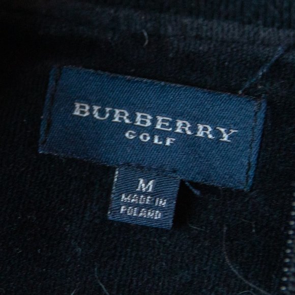 Burberry Golf Y2K Black Velour Knit Athletic Stripe Track Jacket Size Medium - Picture 4 of 10